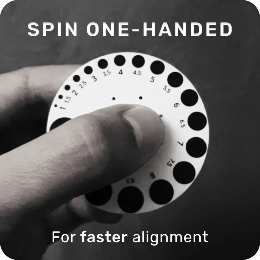Spin Pupil Gauge One-Handed. For Faster Alignment. Look Slick With Your Pupil Gauge.